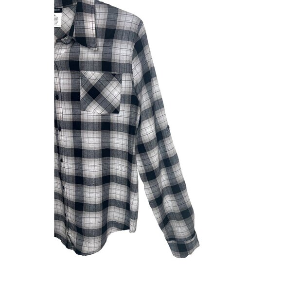 Zac & Rachel Womens Black & White Plaid Button-Up Long Sleeve Shirt Size Large - Picture 11 of 13